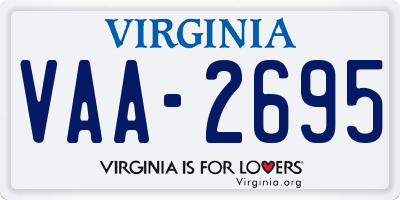 VA license plate VAA2695