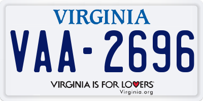 VA license plate VAA2696