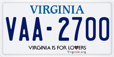 VA license plate VAA2700