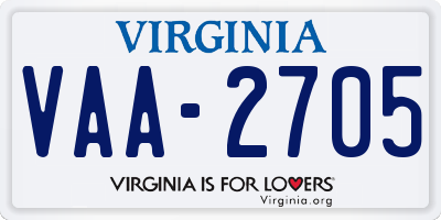 VA license plate VAA2705