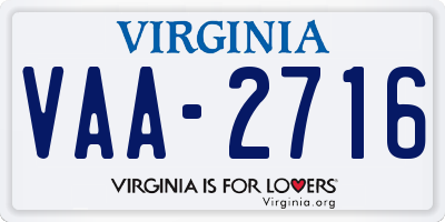 VA license plate VAA2716