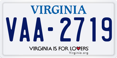 VA license plate VAA2719