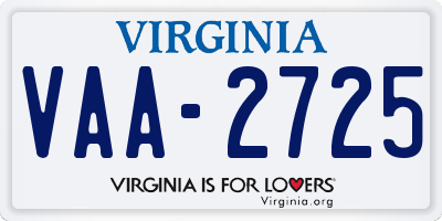 VA license plate VAA2725
