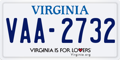 VA license plate VAA2732