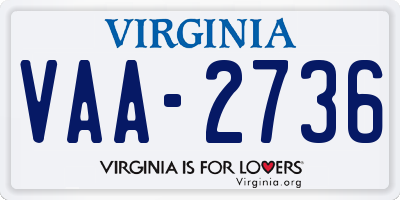 VA license plate VAA2736