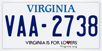 VA license plate VAA2738