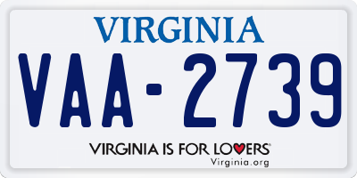 VA license plate VAA2739