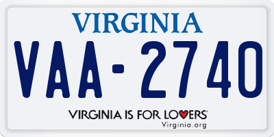 VA license plate VAA2740