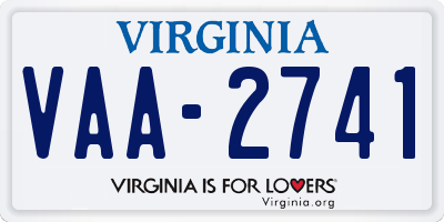 VA license plate VAA2741