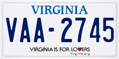 VA license plate VAA2745