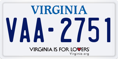 VA license plate VAA2751