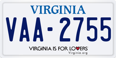 VA license plate VAA2755