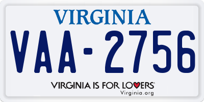 VA license plate VAA2756