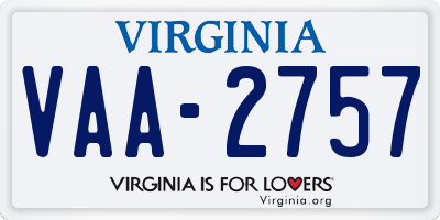 VA license plate VAA2757