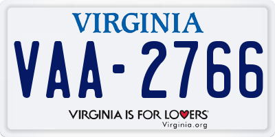 VA license plate VAA2766