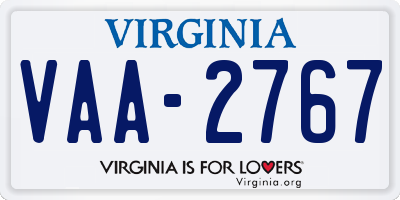 VA license plate VAA2767
