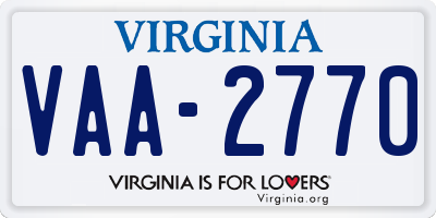 VA license plate VAA2770