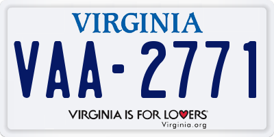 VA license plate VAA2771