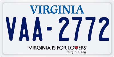 VA license plate VAA2772