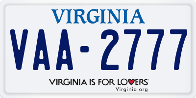 VA license plate VAA2777