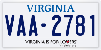 VA license plate VAA2781