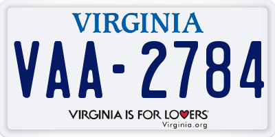 VA license plate VAA2784