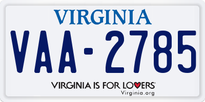 VA license plate VAA2785