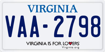 VA license plate VAA2798