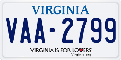 VA license plate VAA2799