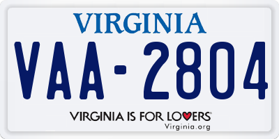 VA license plate VAA2804