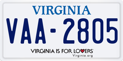 VA license plate VAA2805