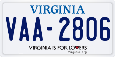 VA license plate VAA2806