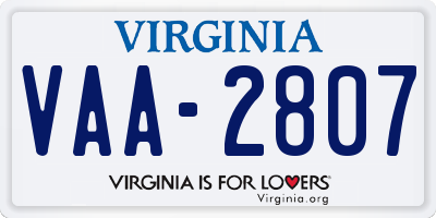 VA license plate VAA2807