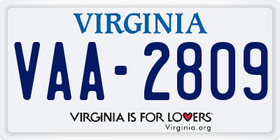 VA license plate VAA2809