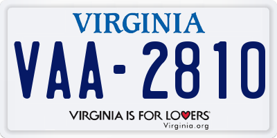 VA license plate VAA2810