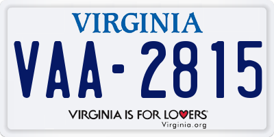 VA license plate VAA2815