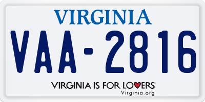 VA license plate VAA2816