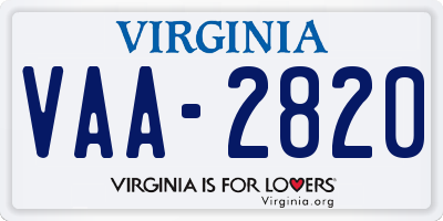 VA license plate VAA2820