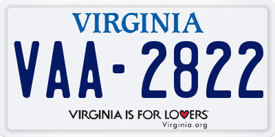VA license plate VAA2822