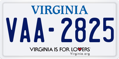 VA license plate VAA2825