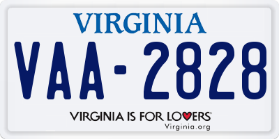 VA license plate VAA2828