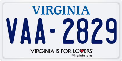 VA license plate VAA2829