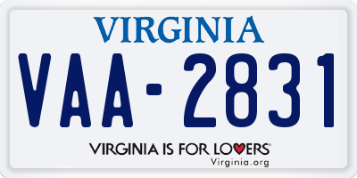 VA license plate VAA2831