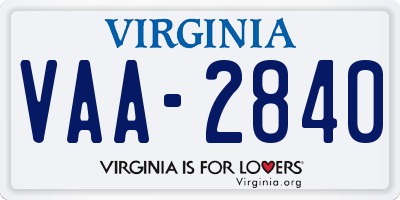 VA license plate VAA2840