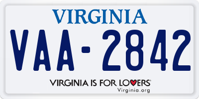 VA license plate VAA2842