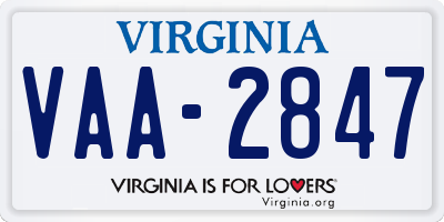 VA license plate VAA2847