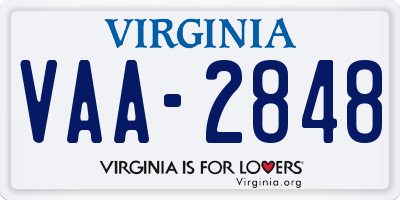 VA license plate VAA2848
