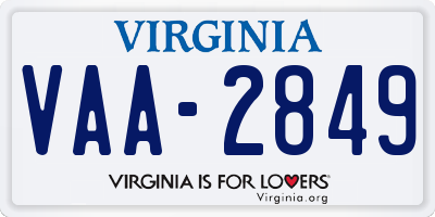 VA license plate VAA2849