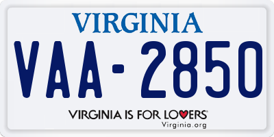 VA license plate VAA2850