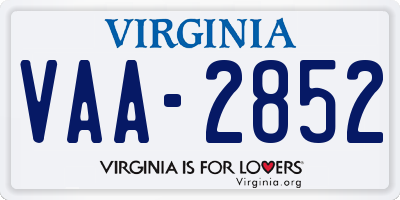 VA license plate VAA2852